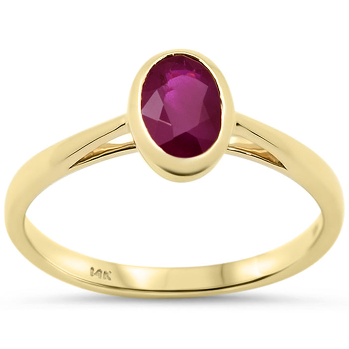 SPECIAL! 1.00ct G SI 14K Yellow Gold Bezel Set Ruby Gemstone Ring Size 6.5