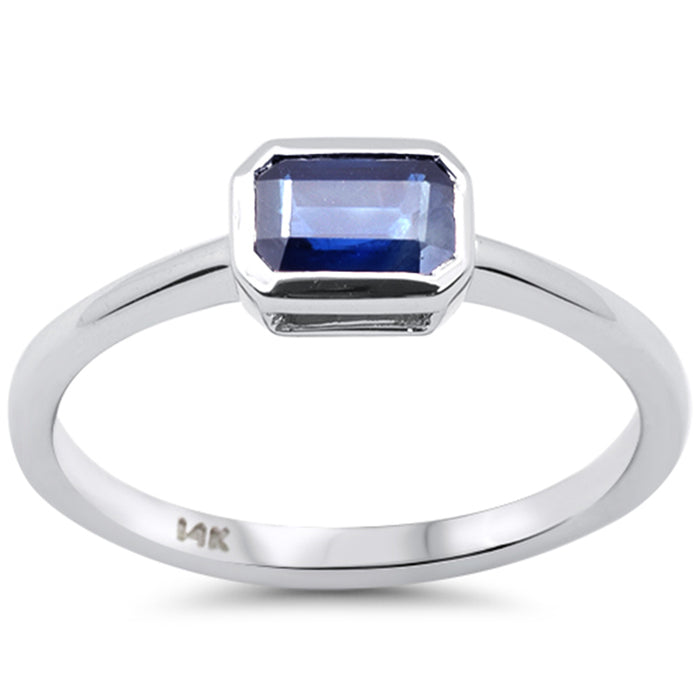 SPECIAL! .66ct G SI 14K White Gold Bezel Set Blue Sapphire Gemstone Ring Size 6.5