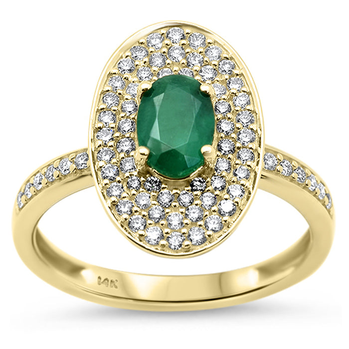 SPECIAL! 1.26ct G SI 14K Yellow Gold Oval Emerald & Diamond Gemstone Ring Size 6.5