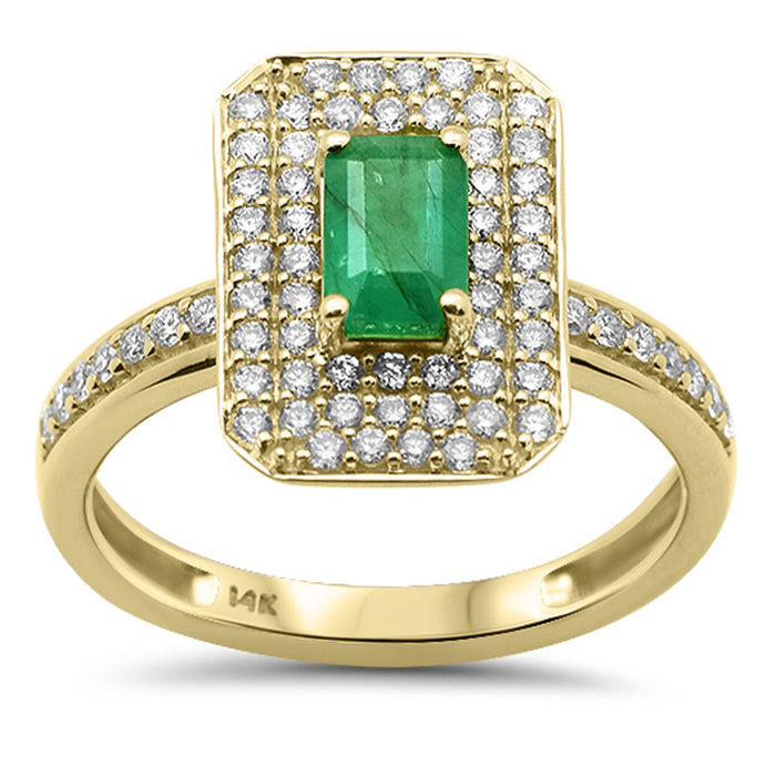SPECIAL! 1.15ct G SI 14K Yellow Gold Emerald Gemstone & Diamond Ring Size 6.5