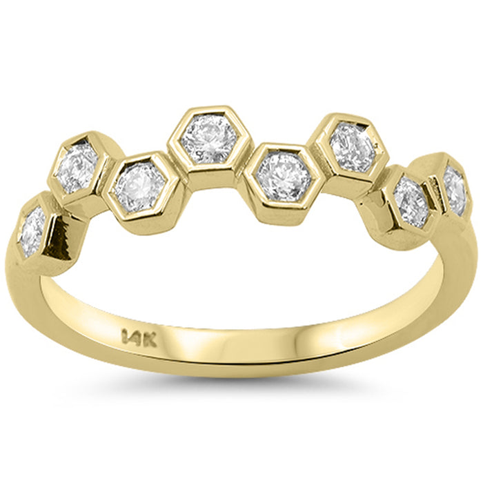 SPECIAL! .33ct G SI 14K Yellow Gold Diamond Honeycomb Design Band Ring Size 6.5
