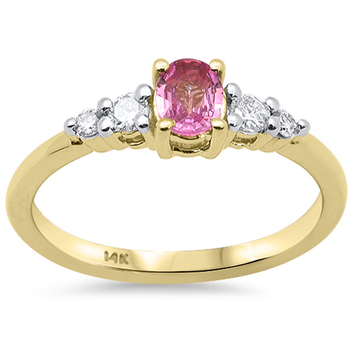 SPECIAL! .51ct G SI 14K Yellow Gold Diamond & Pink Sapphire Gemstone Ring Size 6.5