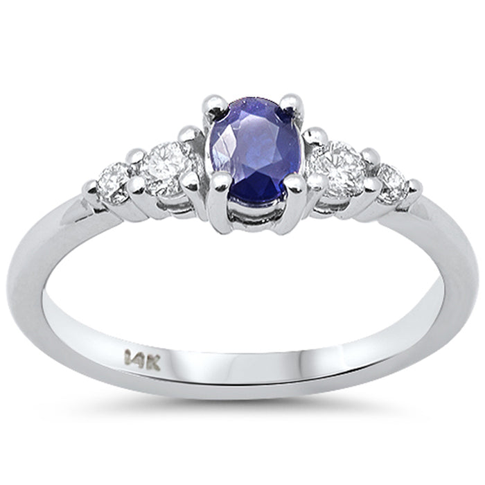 SPECIAL! .66ct G SI 14K White Gold Diamond & Blue Sapphire Gemstone Ring Size 6.5