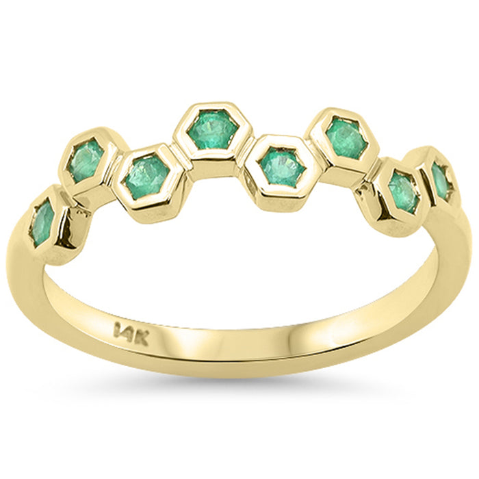 SPECIAL! .29ct G SI 14K Yellow Gold Emerald Gemstone Ring Band Size 6.5
