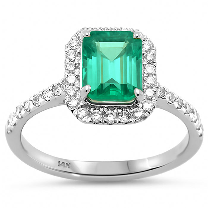 SPECIAL! 2.44ct G SI 14K White Gold Diamond & Emerald Gemstone Ring Size 6.5