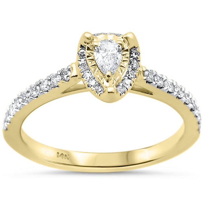 SPECIAL! .38ct G SI 14K Yellow Gold Pear Shape Diamond Solitaire Ring Size 6.5