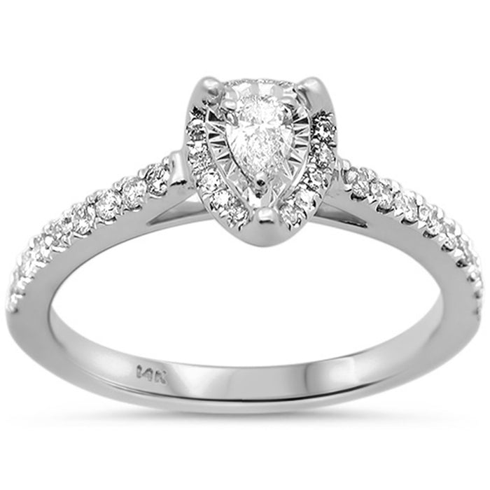 SPECIAL! .37ct G SI 14K White Gold Pear Shape Diamond Solitaire Ring Size 6.5