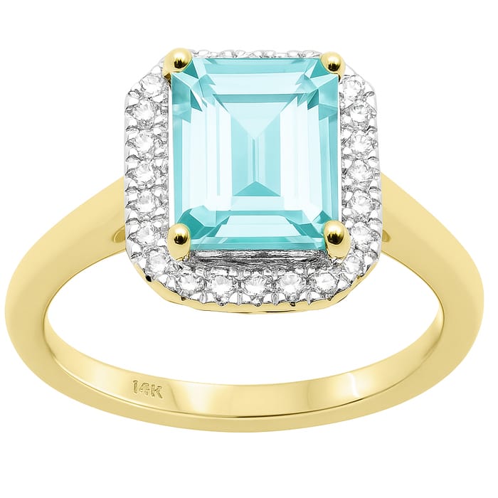 SPECIAL! 1.97ct Gemstones G SI 14K Yellow Gold Diamond & Aquamarine Gemstone Ring Size 6.5
