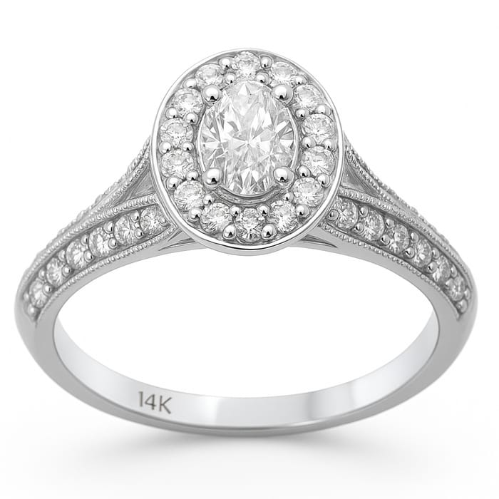 SPECIAL! .71ct G SI 14K White Gold Ovval Diamond Engagement Ring Size 6.5