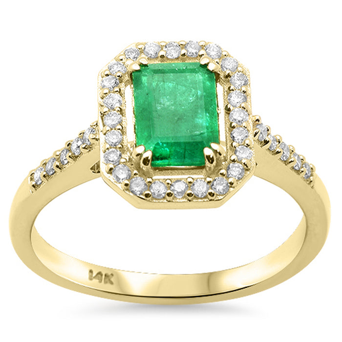 SPECIAL! 1.13ct G SI 14K Yellow Gold Diamond & Emerald Gemstone Ring Size 6.5