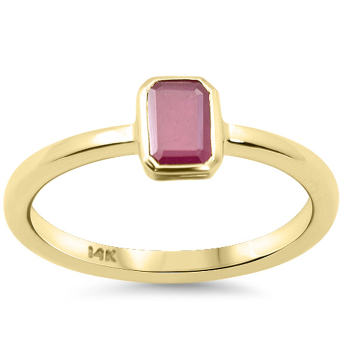 SPECIAL! .75ct G SI 14K Yellow Gold Bezel Set Ruby Gemstone Ring Size 6.5