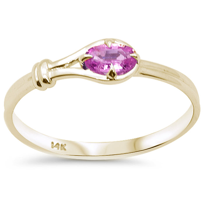 .30ct G SI 14K Yellow Gold Pink Sapphire Gemstone Ring Band Size 6.5