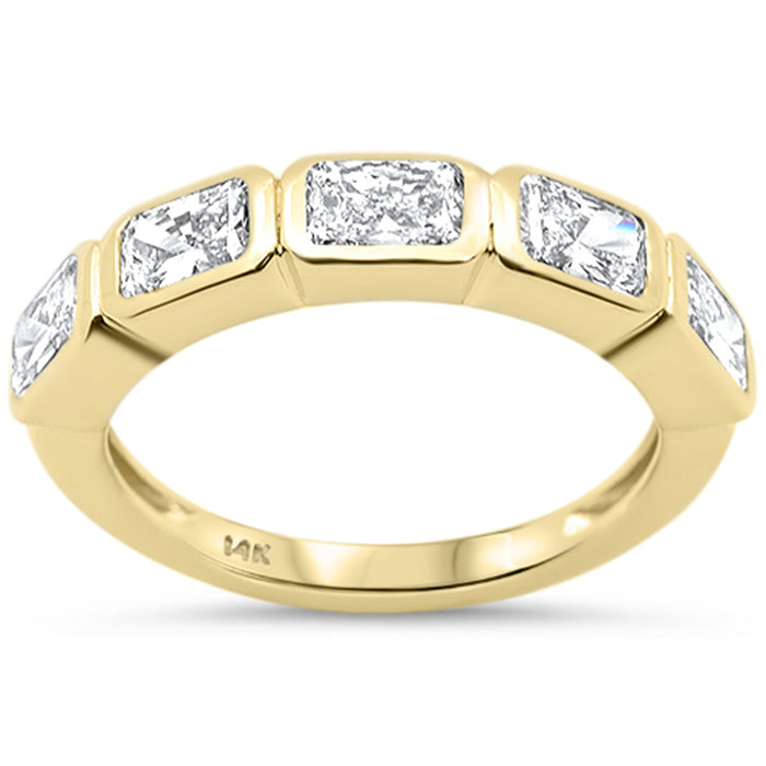 SPECIAL! 1.56ct G SI 14K Yellow Gold 5 Radiant Cut Diamond Bezel Set Half Eternity Band Ring Size 6.5