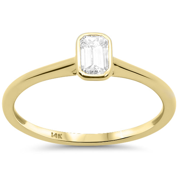 SPECIAL! .29ct G SI 14K Yellow Gold Bezel Set Emerald Cut Diamond Engagement Ring Size 7