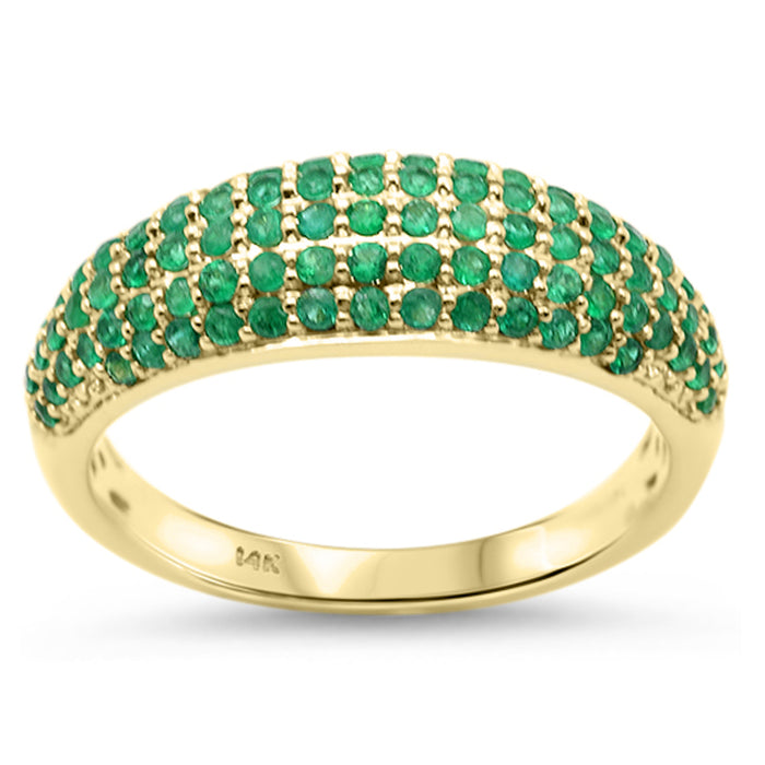 SPECIAL! .76ct G SI 14KT Yellow Gold Natural Emerald Gemstone Dome Ring Size 6.5