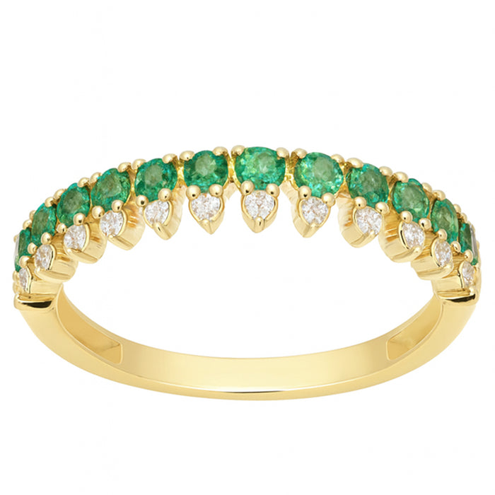SPECIAL! .52ct G SI Yellow Gold Diamond & Emerald Gemstone Elegant Ring Size 6.5