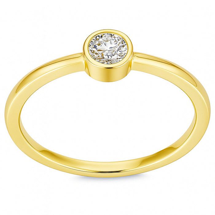 SPECIAL! .19ct G SI 14kt Yellow Gold Bezel Set Round Diamond Solitaire Ring Size 6.5