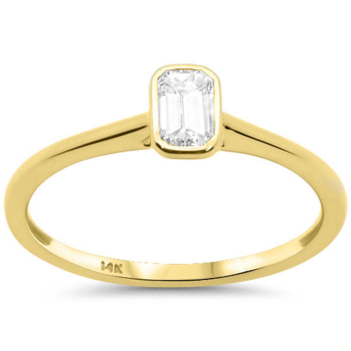 SPECIAL! .19ct G SI 14kt Yellow Gold Emerald Cut Diamond Bezel Set Engagement Ring Size 6.5