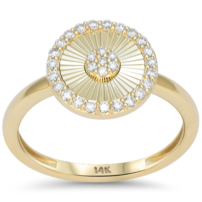 SPECIAL! .20ct G SI 14kt Yellow Gold Round Diamond Disc Medallion Ring Size 6.5