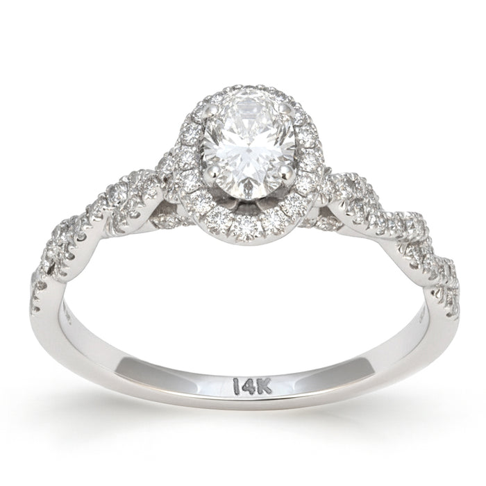 SPECIAL! .82ct G SI 14kt White Gold Oval Diamond Infinity Band Engagement Ring Size 6.5