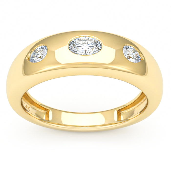 SPECIAL! .38ct G SI 14kt Yellow Gold Oval Diamond Dome Bezel Set Band Ring Size 7
