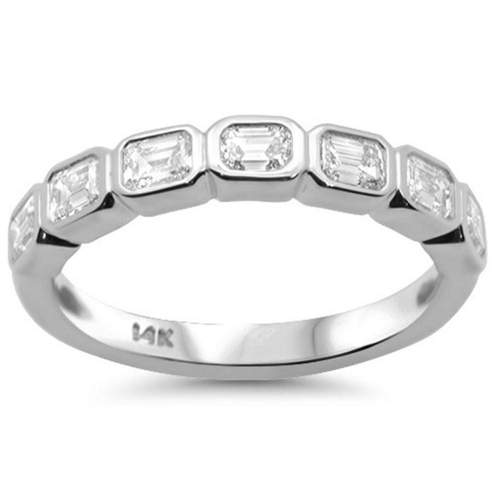 SPECIAL! .50ct G SI 14K White Gold Bezel Set Emerald Cut Diamond Eternity Band Size 6.5