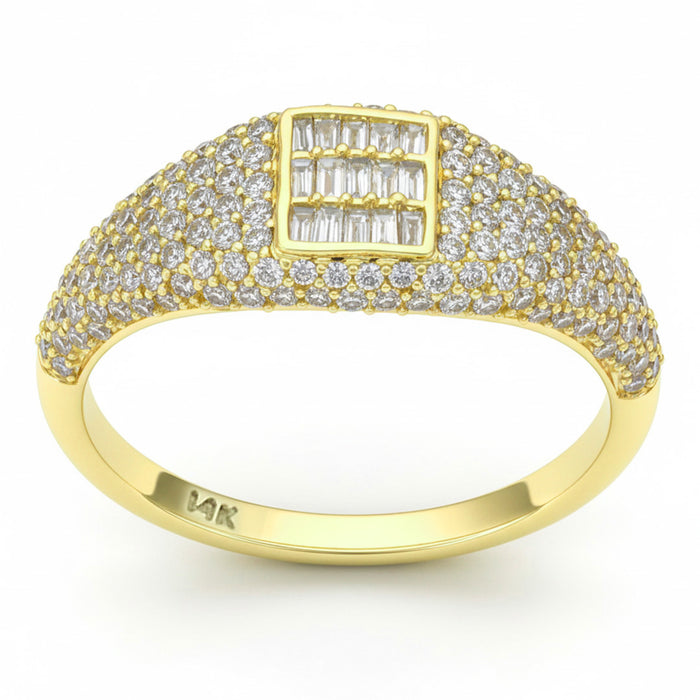 SPECIAL! .71ct G SI 14kt Yellow Gold Round & Baguette Diamond Ring Size 6.5