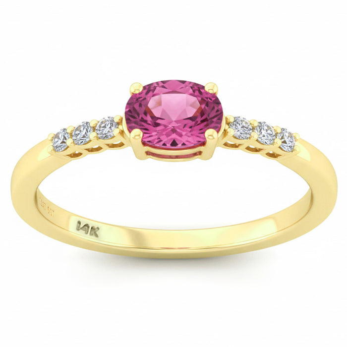 SPECIAL! .80ct G SI 14kt Yellow Gold Diamond & Pink Sapphire Gemstone Ring Size 6.5