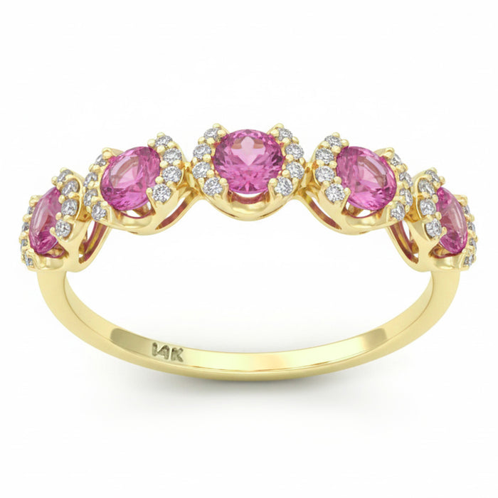 SPECIAL! 1.17ct G SI 14kt Yellow Gold Diamond & Pink Sapphire Gemstone Ring Size 6.5