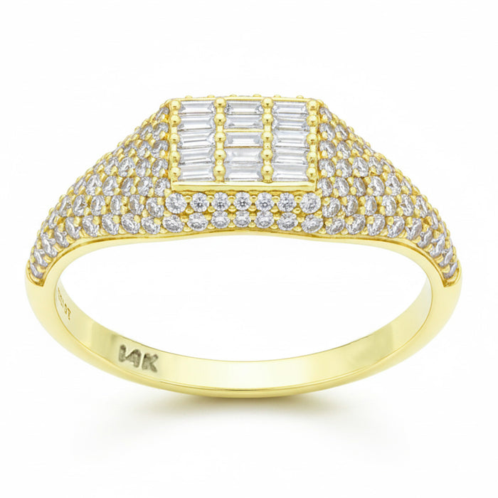 SPECIAL! .68ct G SI 14kt Yellow Gold Round & Baguette Diamond Ring Size 6.5