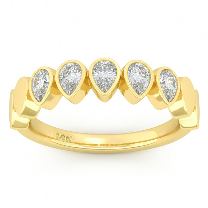 SPECIAL! .54ct G SI 14kt Yellow Gold Diamond Bezel Set Band Ring Size 6.5