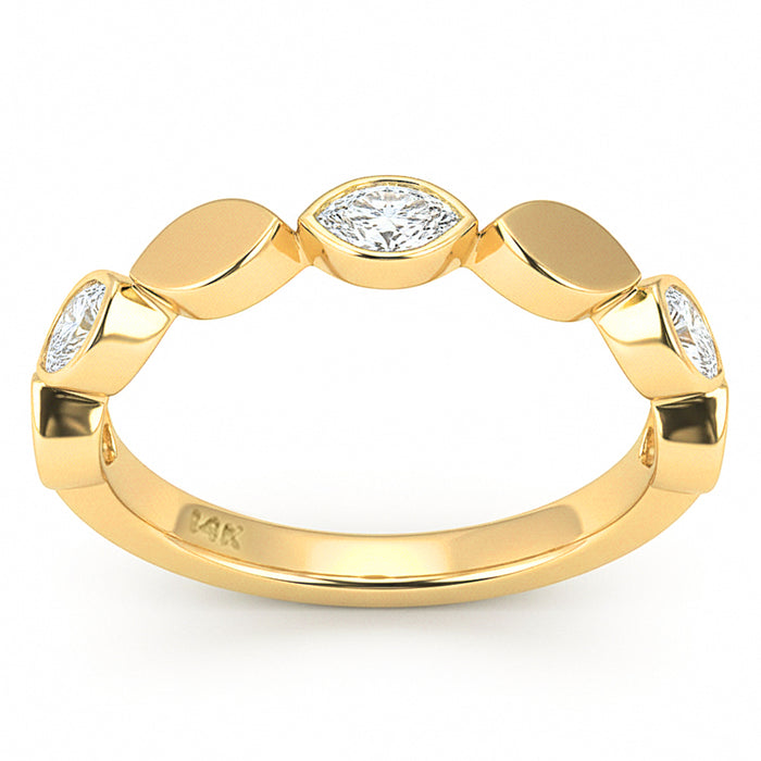 SPECIAL! .34ct G SI 14kt Yellow Gold Diamond Bezel Set Band Ring Size 7