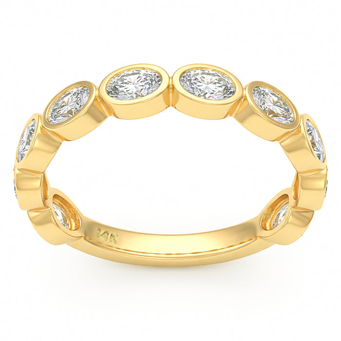 SPECIAL! .96ct G SI 14kt Yellow Gold Diamond Bezel Set Band Ring Size 6.5