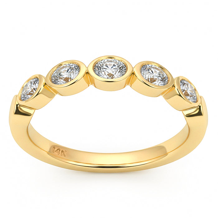 SPECIAL! .53ct G SI 14kt Yellow Gold Diamond Bezel Set Band Ring Size 6.5