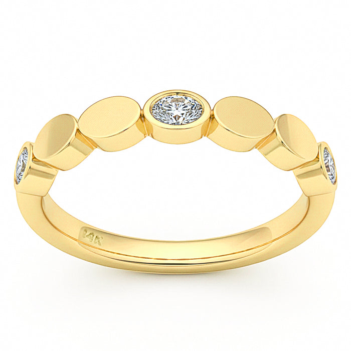 SPECIAL! .24ct G SI 14kt Yellow Gold Diamond Bezel Set Band Ring Size 6.5