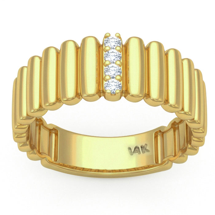 SPECIAL! .09ct G SI 14kt Yellow Gold Round Diamond Fluted Band Ring Size 6.5