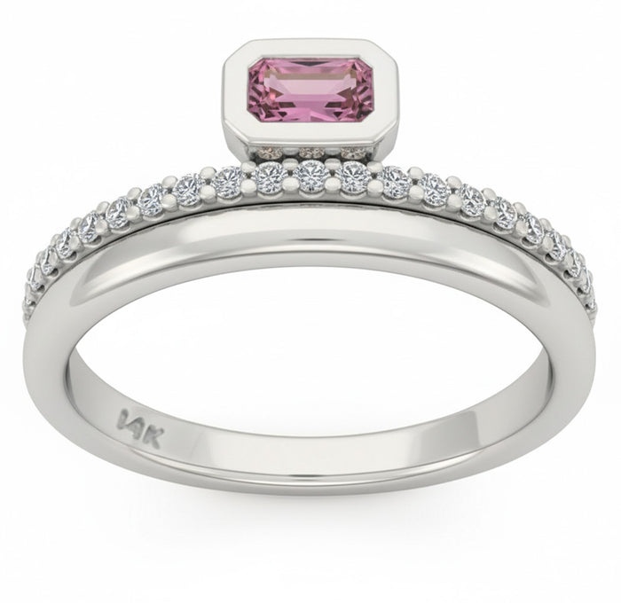 SPECIAL! .48ct G SI 14kt White Gold Diamond & Pink Sapphire Gemstone Ring Size 6.5