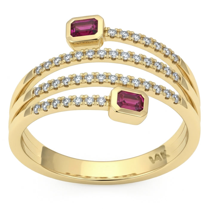 SPECIAL! .39ct G SI 14kt Yellow Gold Diamond & Ruby Gemstone Wrap Ring Size 6.5