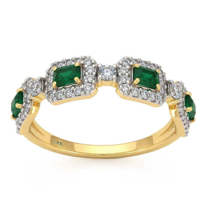 SPECIAL! .73ct G SI 14kt Yellow Gold Diamond & Emerald Gemstone Ring Size 6.5