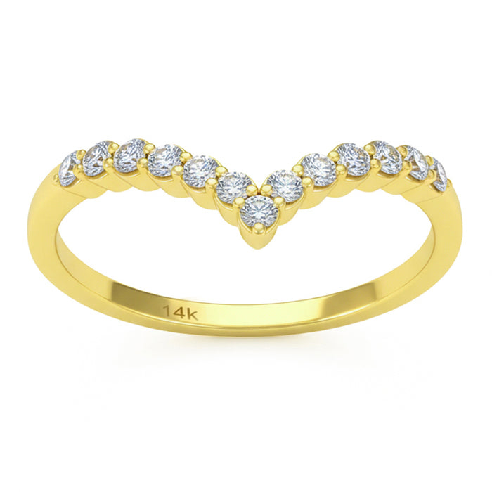 SPECIAL! .25ct G SI 14kt Yellow Gold Diamond Chevron Band Ring Size 6.5