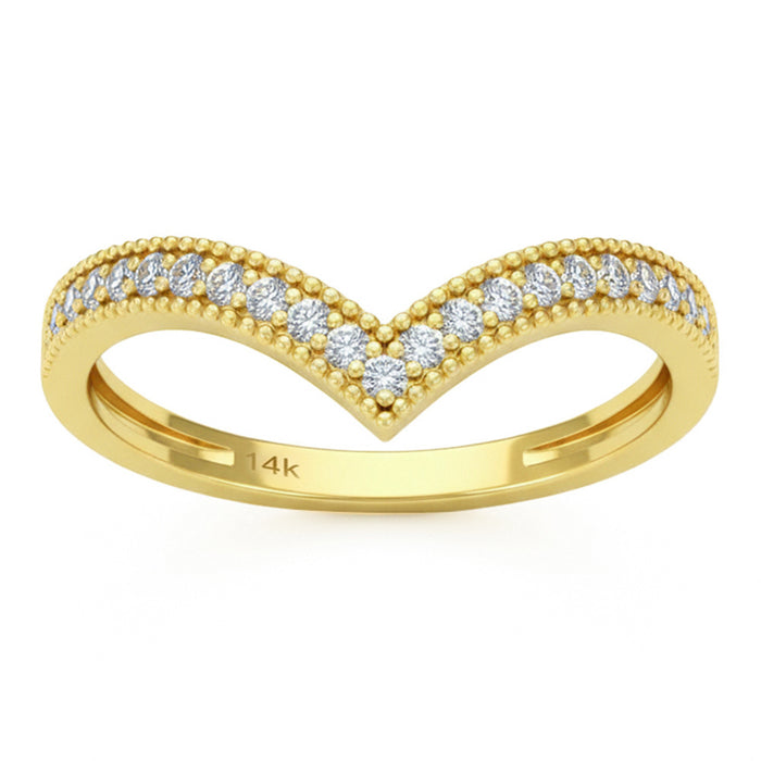 SPECIAL! .15ct G SI 14kt Yellow Gold Diamond Chevron Band Ring Size 6.5