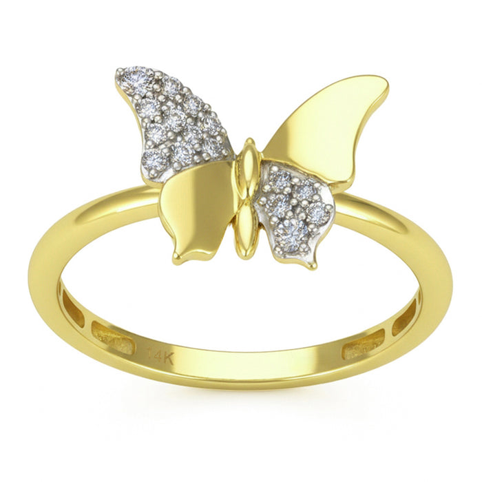 SPECIAL! .13ct G SI 14kt Yellow Gold Diamond Butterfly Ring Size 6.5