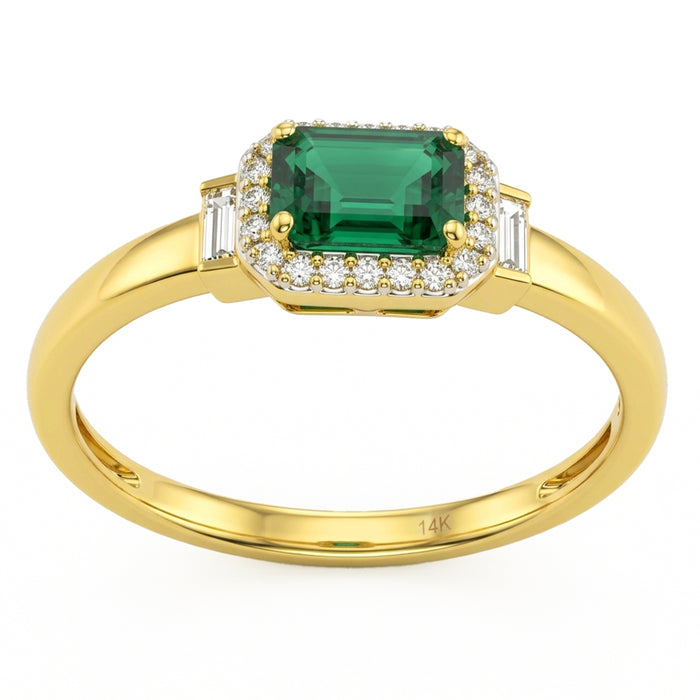 SPECIAL! .68ct G SI 14kt Yellow Gold Diamond & Emerald Gemstone Ring Size 6.5