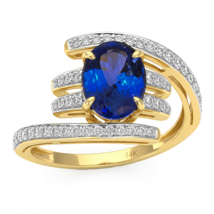 SPECIAL! 1.93ct G SI 14kt Yellow Gold Diamond & Tanzanite Gemstone Ring Size 6.5