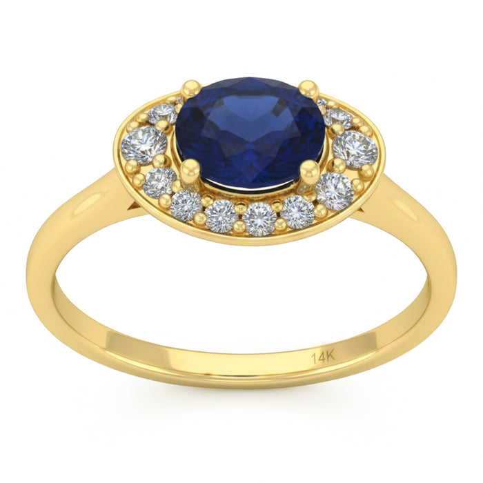 SPECIAL! 1.72ct G SI 14kt Yellow Gold Diamond & Blue Sapphire Gemstone Ring Size 6.5