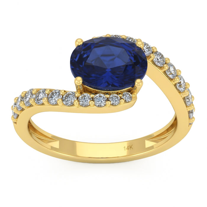SPECIAL! 2.37ct G SI 14kt Yellow Gold Diamond & Blue Sapphire Gemstone Ring Size 6.5