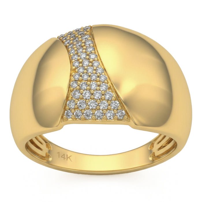 SPECIAL! .20ct G SI 14kt Yellow Gold Modern Dome Diamond Band Ring Size 6.5