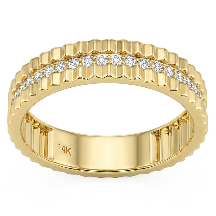 SPECIAL! .18ct G SI 14kt Yellow Gold Diamond Modern Band Ring Size 6.5