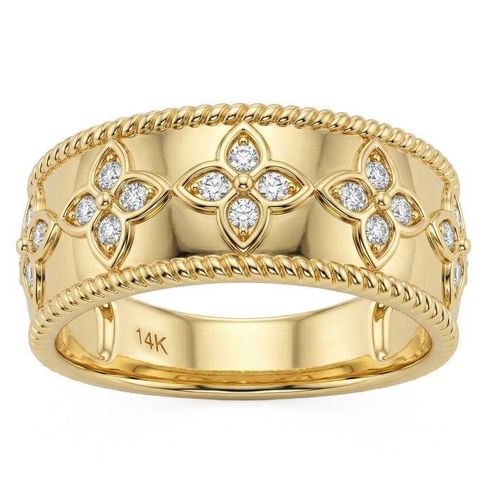 SPECIAL! .19ct G SI 14kt Yellow Gold Diamond Clover Ring Size 6.5