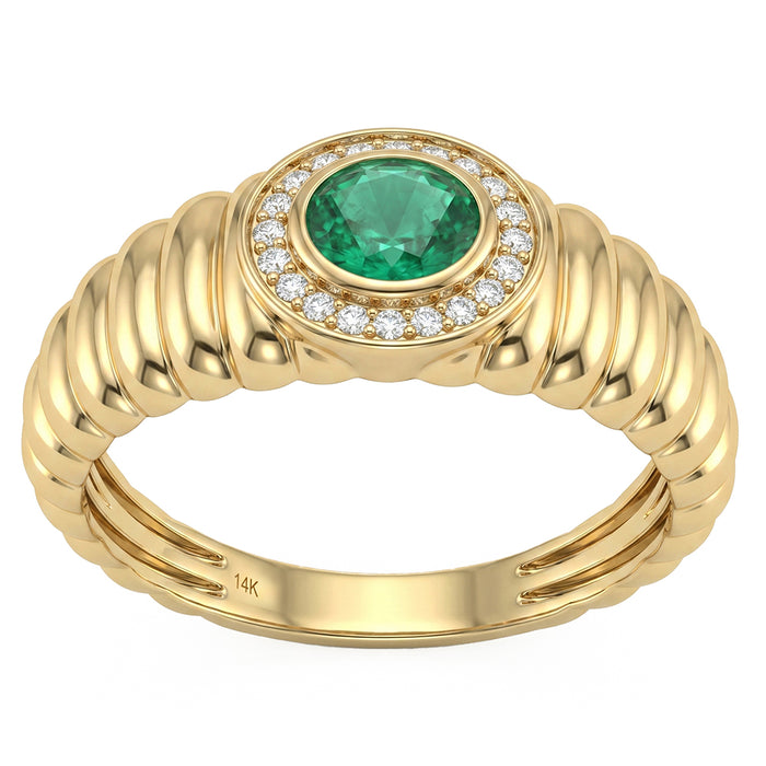 SPECIAL! .39ct G SI 14kt Yellow Gold Diamond & Emerald Gemstone Ring Size 6.5